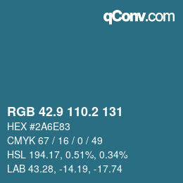 Color code: RGB 42.9 110.2 131 | qconv.com
