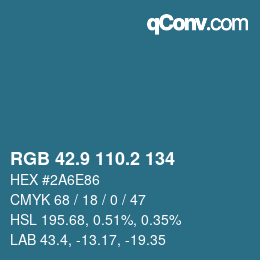 カラーコード: RGB 42.9 110.2 134 | qconv.com