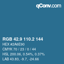 カラーコード: RGB 42.9 110.2 144 | qconv.com