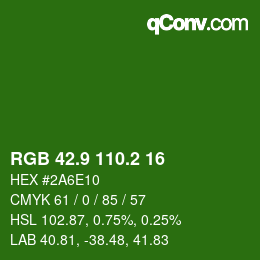 カラーコード: RGB 42.9 110.2 16 | qconv.com