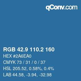 Code couleur: RGB 42.9 110.2 160 | qconv.com