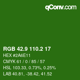 カラーコード: RGB 42.9 110.2 17 | qconv.com