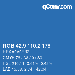 カラーコード: RGB 42.9 110.2 178 | qconv.com