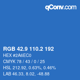 カラーコード: RGB 42.9 110.2 192 | qconv.com