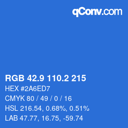 カラーコード: RGB 42.9 110.2 215 | qconv.com