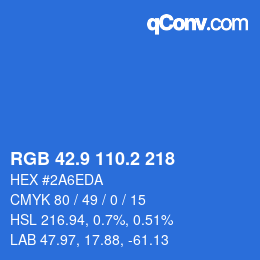 Farbcode: RGB 42.9 110.2 218 | qconv.com