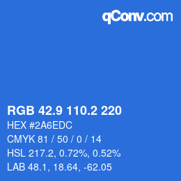 Color code: RGB 42.9 110.2 220 | qconv.com