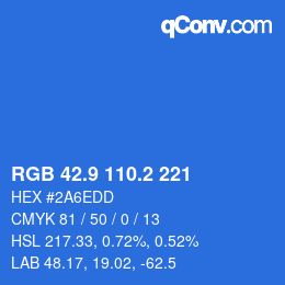 Color code: RGB 42.9 110.2 221 | qconv.com