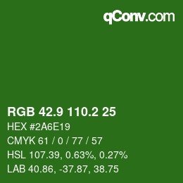 カラーコード: RGB 42.9 110.2 25 | qconv.com