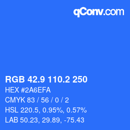 カラーコード: RGB 42.9 110.2 250 | qconv.com
