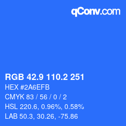 カラーコード: RGB 42.9 110.2 251 | qconv.com