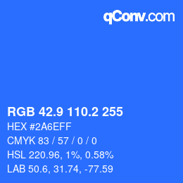 カラーコード: RGB 42.9 110.2 255 | qconv.com