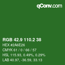 カラーコード: RGB 42.9 110.2 38 | qconv.com