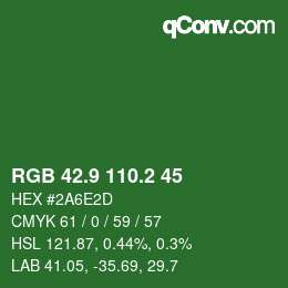 カラーコード: RGB 42.9 110.2 45 | qconv.com