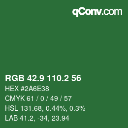 カラーコード: RGB 42.9 110.2 56 | qconv.com