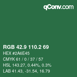 カラーコード: RGB 42.9 110.2 69 | qconv.com