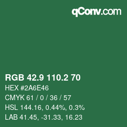 カラーコード: RGB 42.9 110.2 70 | qconv.com