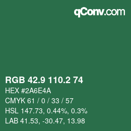 カラーコード: RGB 42.9 110.2 74 | qconv.com