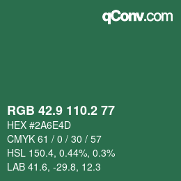 カラーコード: RGB 42.9 110.2 77 | qconv.com