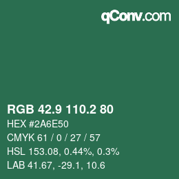 カラーコード: RGB 42.9 110.2 80 | qconv.com