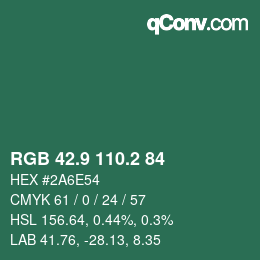 カラーコード: RGB 42.9 110.2 84 | qconv.com