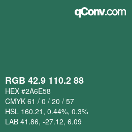 Color code: RGB 42.9 110.2 88 | qconv.com
