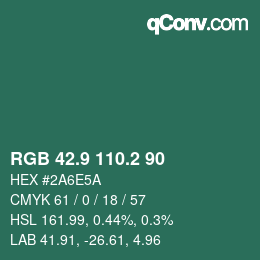 カラーコード: RGB 42.9 110.2 90 | qconv.com