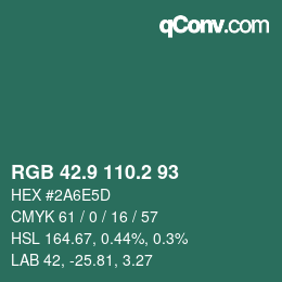 Color code: RGB 42.9 110.2 93 | qconv.com