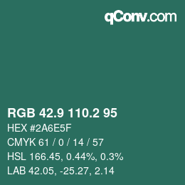 カラーコード: RGB 42.9 110.2 95 | qconv.com