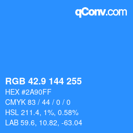 カラーコード: RGB 42.9 144 255 | qconv.com