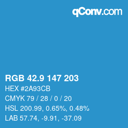 カラーコード: RGB 42.9 147 203 | qconv.com