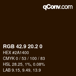 Color code: RGB 42.9 20.2 0 | qconv.com