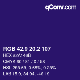 カラーコード: RGB 42.9 20.2 107 | qconv.com