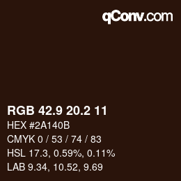 カラーコード: RGB 42.9 20.2 11 | qconv.com
