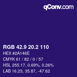 カラーコード: RGB 42.9 20.2 110 | qconv.com