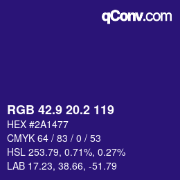 カラーコード: RGB 42.9 20.2 119 | qconv.com