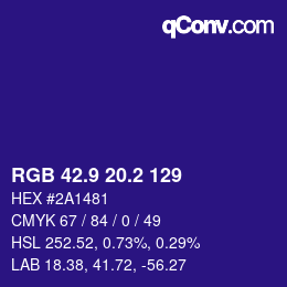 カラーコード: RGB 42.9 20.2 129 | qconv.com