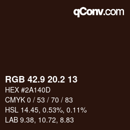 カラーコード: RGB 42.9 20.2 13 | qconv.com
