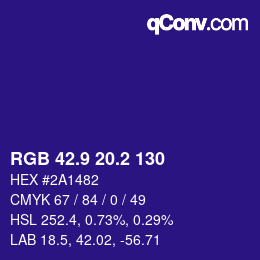 カラーコード: RGB 42.9 20.2 130 | qconv.com