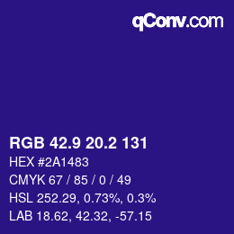 カラーコード: RGB 42.9 20.2 131 | qconv.com