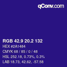 カラーコード: RGB 42.9 20.2 132 | qconv.com