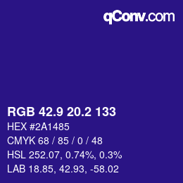 カラーコード: RGB 42.9 20.2 133 | qconv.com