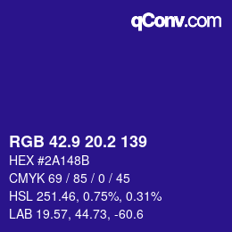 カラーコード: RGB 42.9 20.2 139 | qconv.com