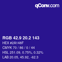 カラーコード: RGB 42.9 20.2 143 | qconv.com