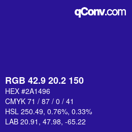 カラーコード: RGB 42.9 20.2 150 | qconv.com