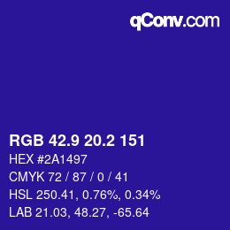 カラーコード: RGB 42.9 20.2 151 | qconv.com