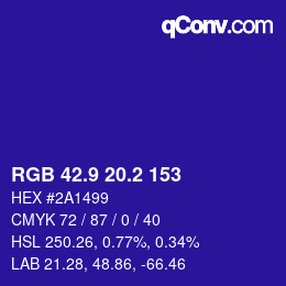 カラーコード: RGB 42.9 20.2 153 | qconv.com