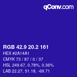 カラーコード: RGB 42.9 20.2 161 | qconv.com