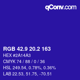 カラーコード: RGB 42.9 20.2 163 | qconv.com