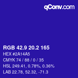 カラーコード: RGB 42.9 20.2 165 | qconv.com